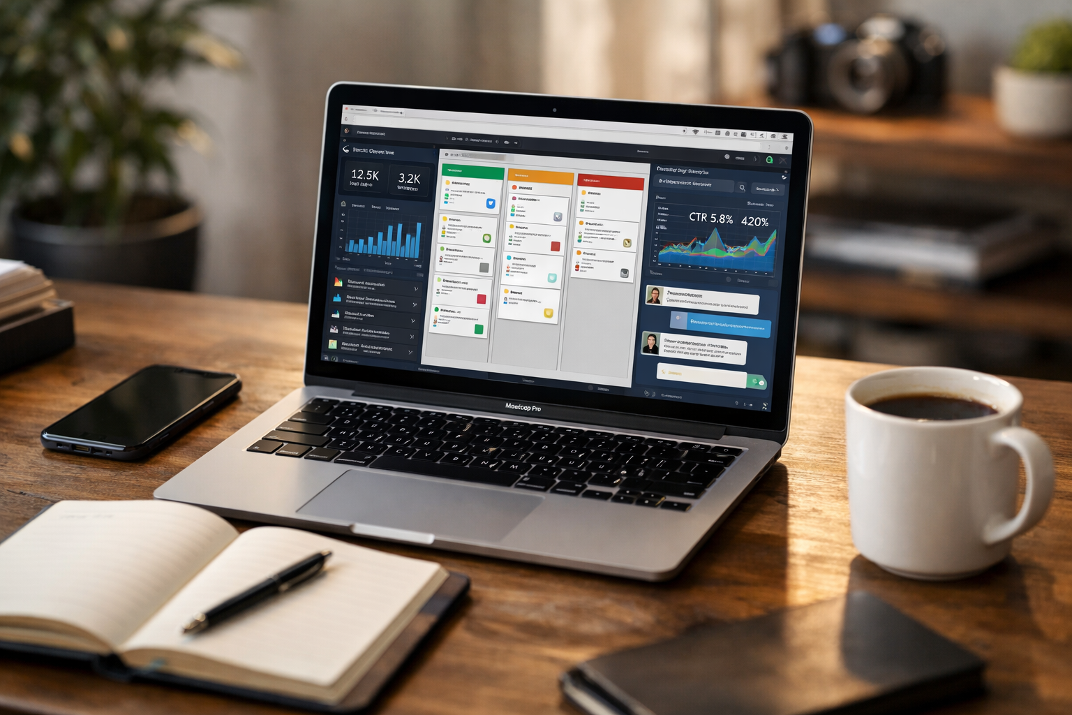Founder workspace with multiple software tools open